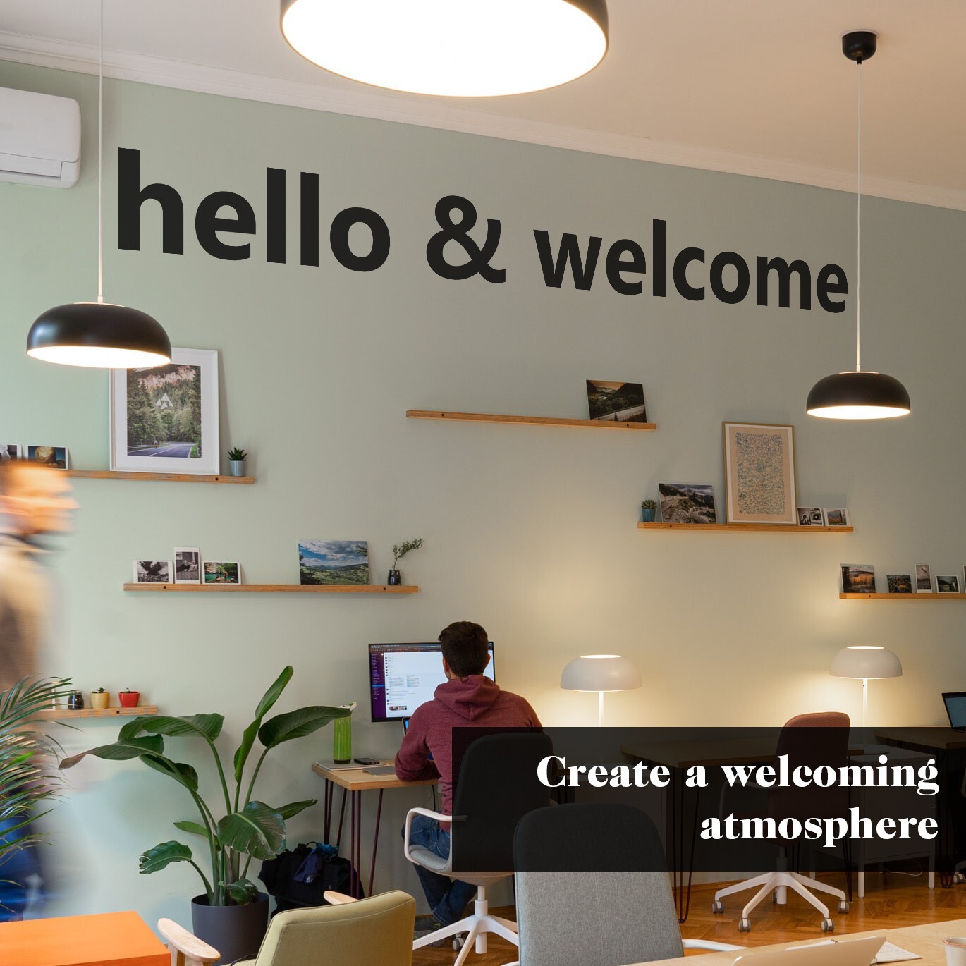 Hello and Welcome Office Wall Decal Sticker Quote Home Decor Wall Art Entrance