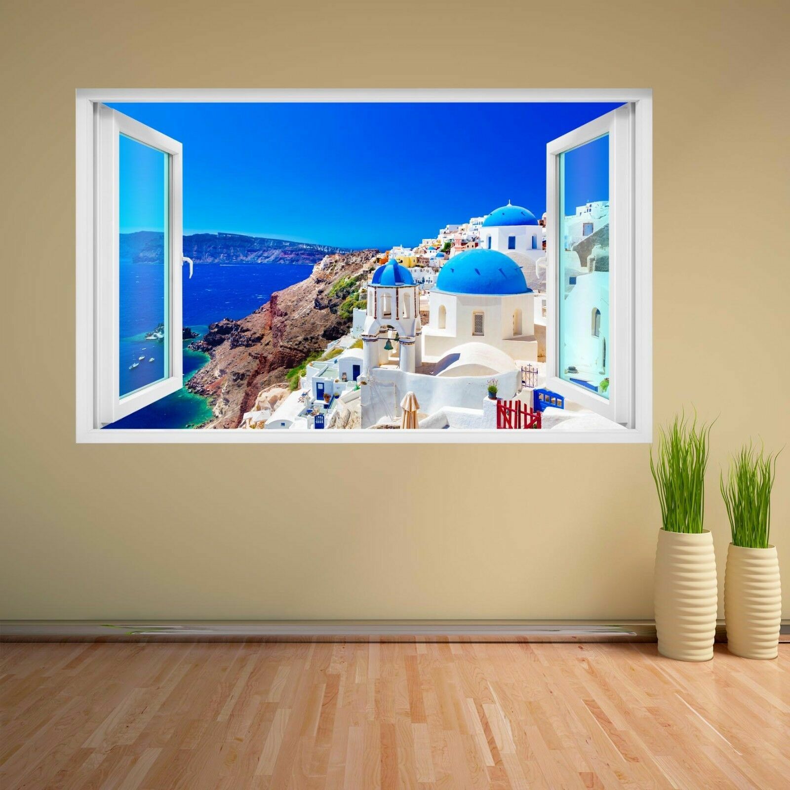 Santorini Island Traditional Houses Greece 3D Wall Sticker Mural Decal CV41