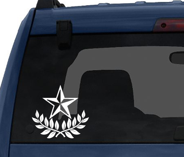 Star Design #1 – Nautical Laurel Leave Wreath Guide – Car Tablet Vinyl Decal