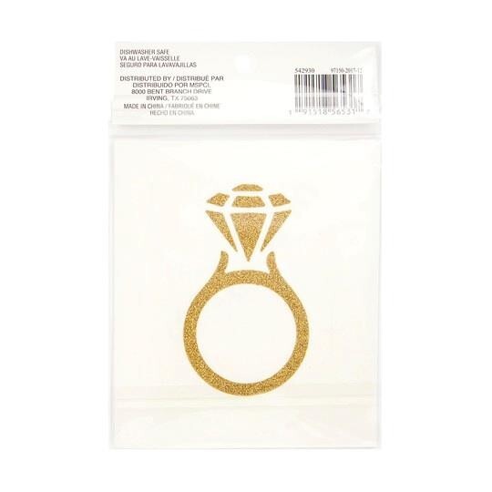 Celebrate It I DO CREW Gold Vinyl WEDDING Stickers – DIAMOND RING – 2 pc