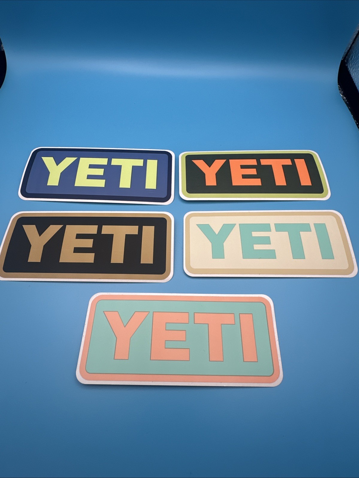 Authentic Yeti Stickers Vinyl Decals 4×1.75 Lot Of 5