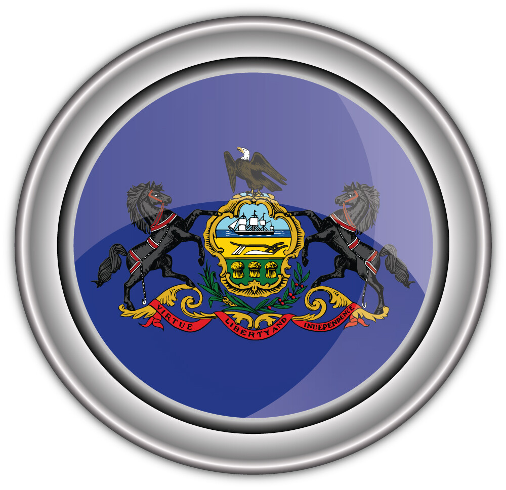 Pennsylvania USA State Flag Silver Badge Car Bumper Sticker Decal