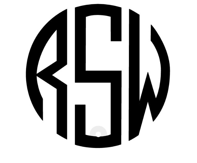 Circle Monogram Vinyl Decal Sticker | Custom Personalized Letters Initials