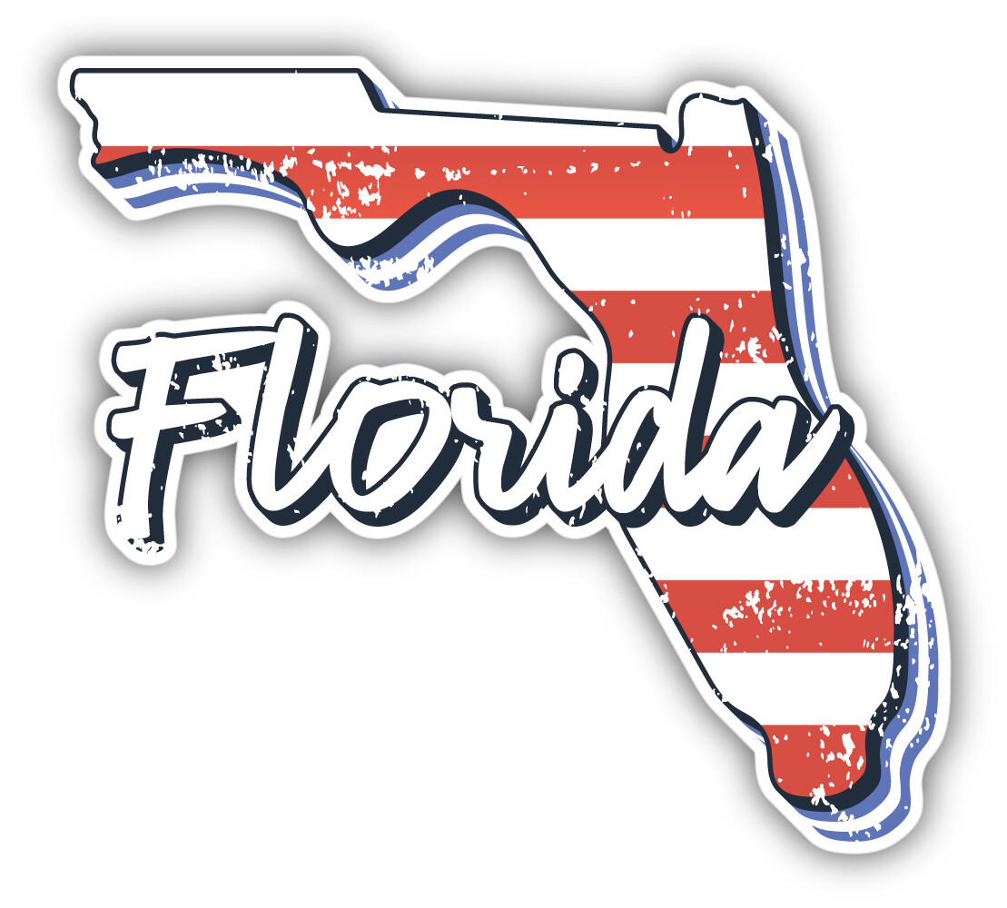 Florida USA State Map Flag Vinyl Sticker Decal