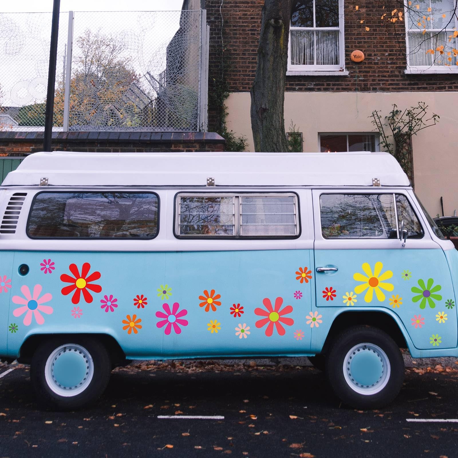 130 Pcs Flower Car Decals Daisy Flowers Stickers Self Adhesive Retro Stickers