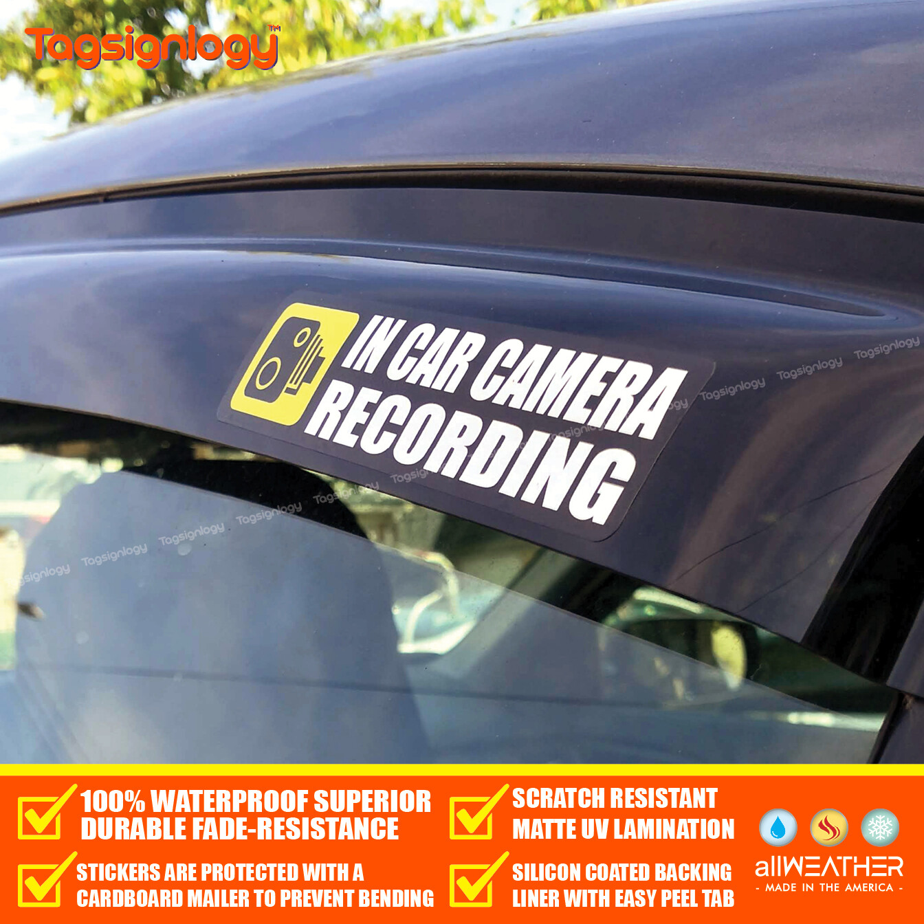(2 pcs) In Car Camera Recording Dash Cam on Board Bumper Body Waterproof Sticker