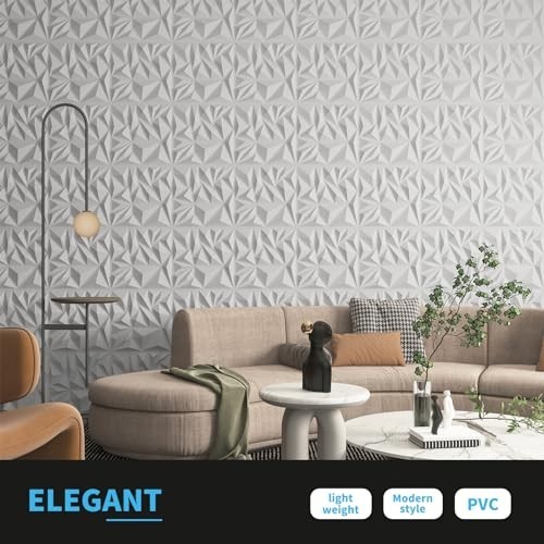 33-Pack 3D Wall Panels for Interior Decor, Modern Diamond Textured Accent Wall,