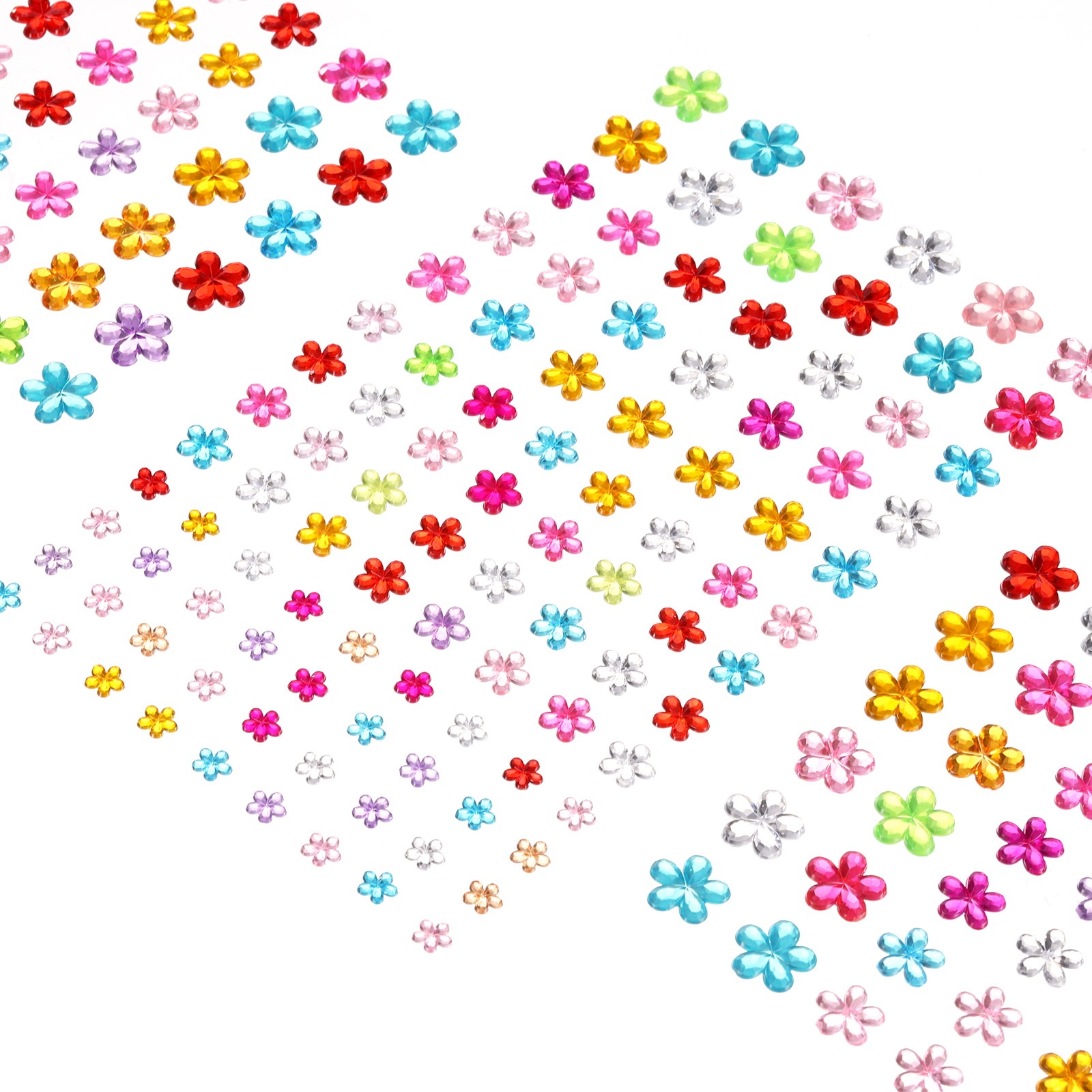 505Pcs Gems Stickers for Crafts 5 Sheet Flower Rhinestone Stickers Multicolor