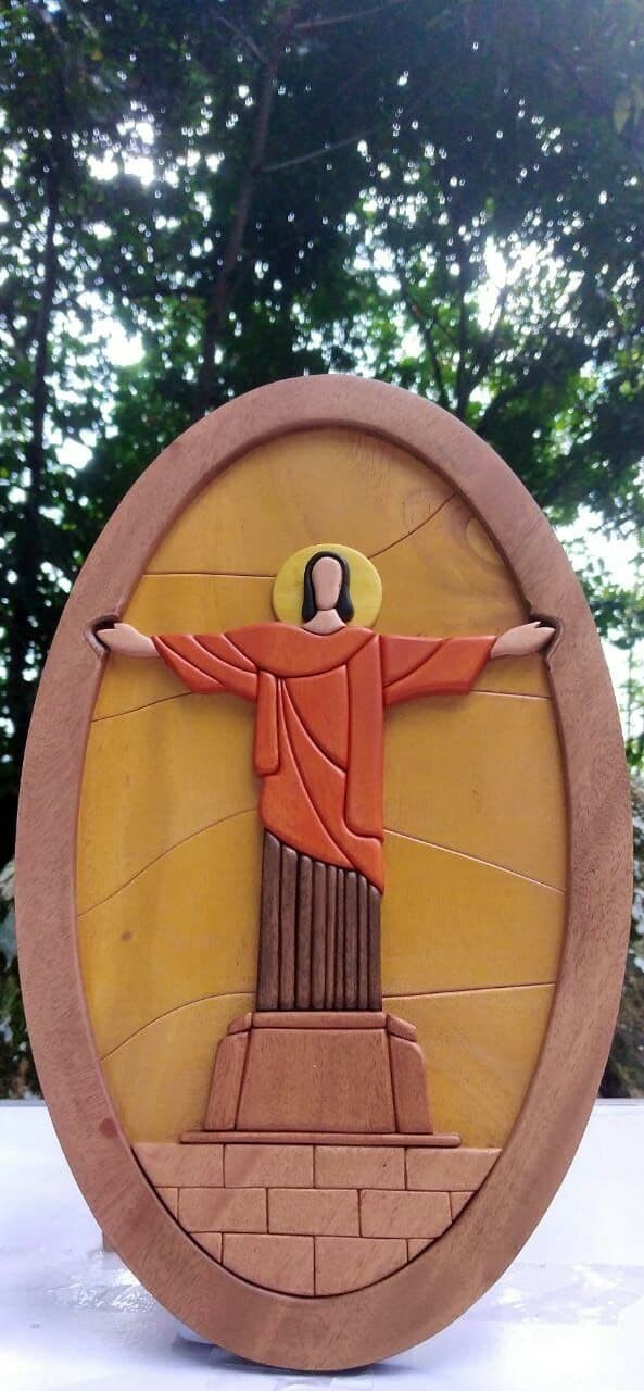 Home Decor Jesus Christ effect Handmade Wood Statue Wall Hanging Christmas Xmas