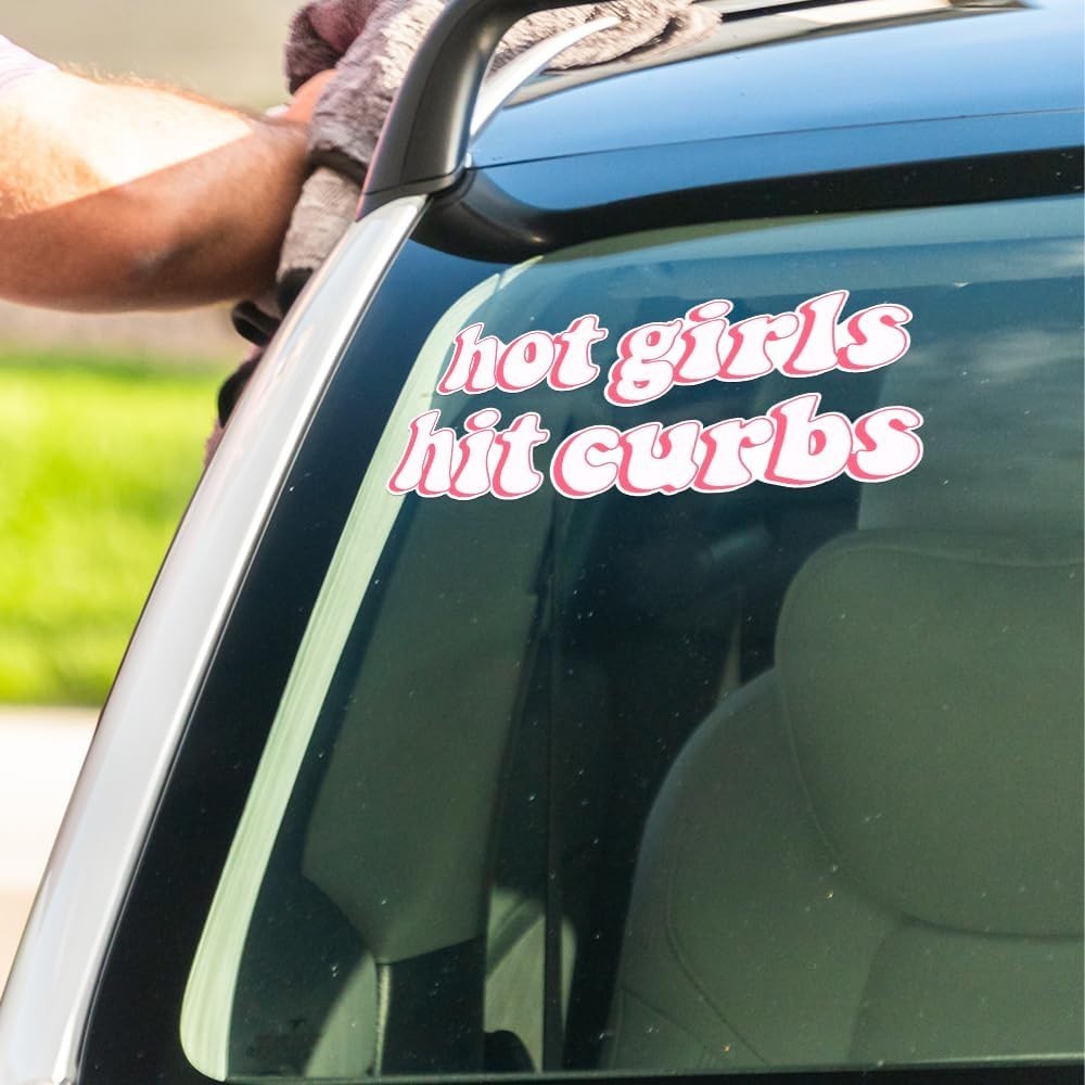 Hot Girls Hit Curbs Vinyl Sticker Funny Decal Car Laptop 7.3"x3.5"