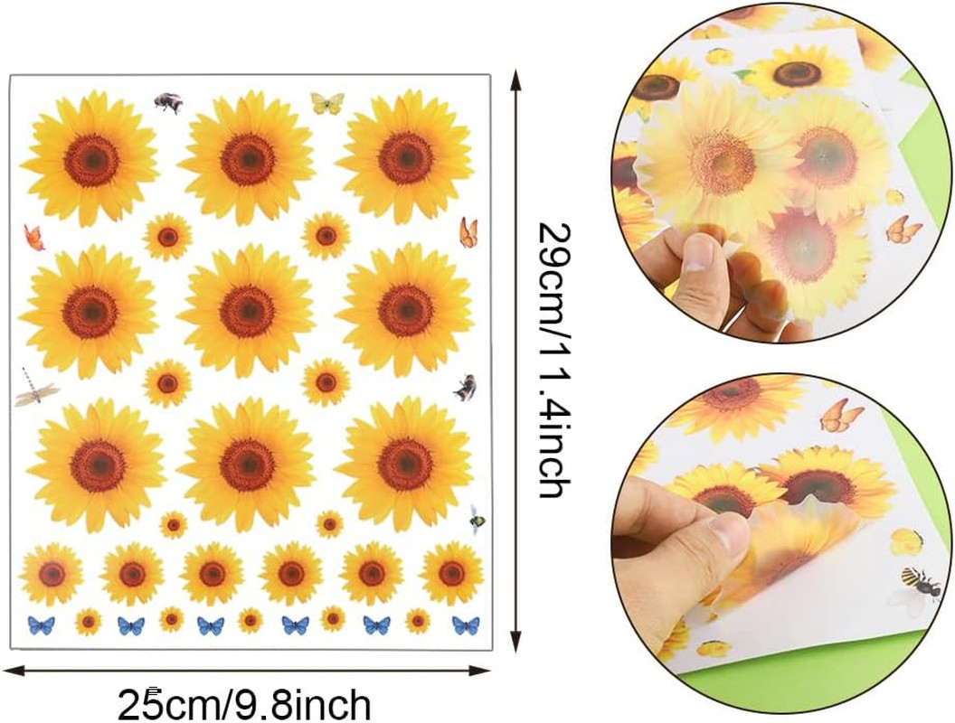 135 Pcs Sunflower Wall Stickers, Removable 3D Waterproof Decorative Decals | 4