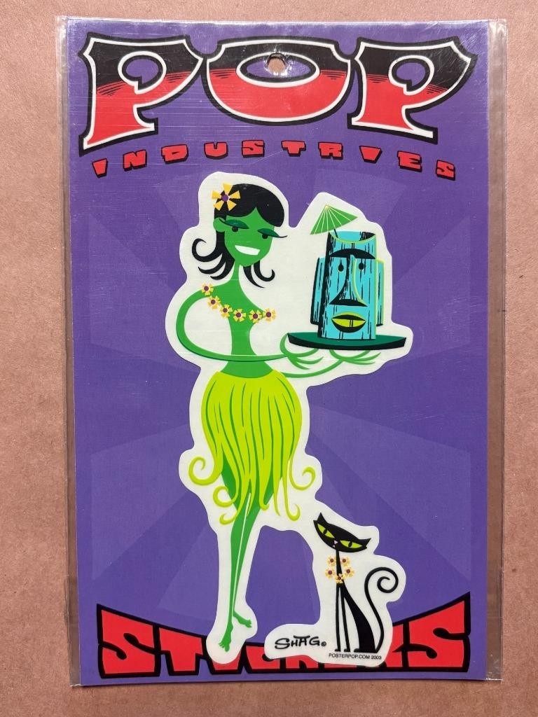 Pop Industries Sticker-SHAGG Tiki Cat Hula Girl-new 2003 posterpop retro pinup