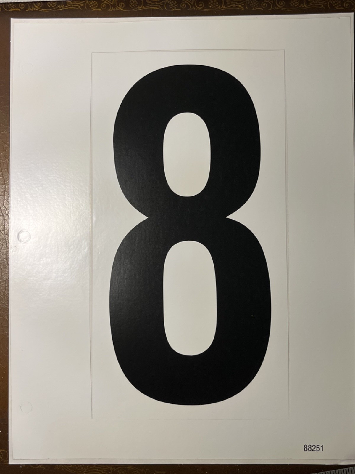 #8 Vinyl Number Sticker Large 9" x 5" black on white for outdoor