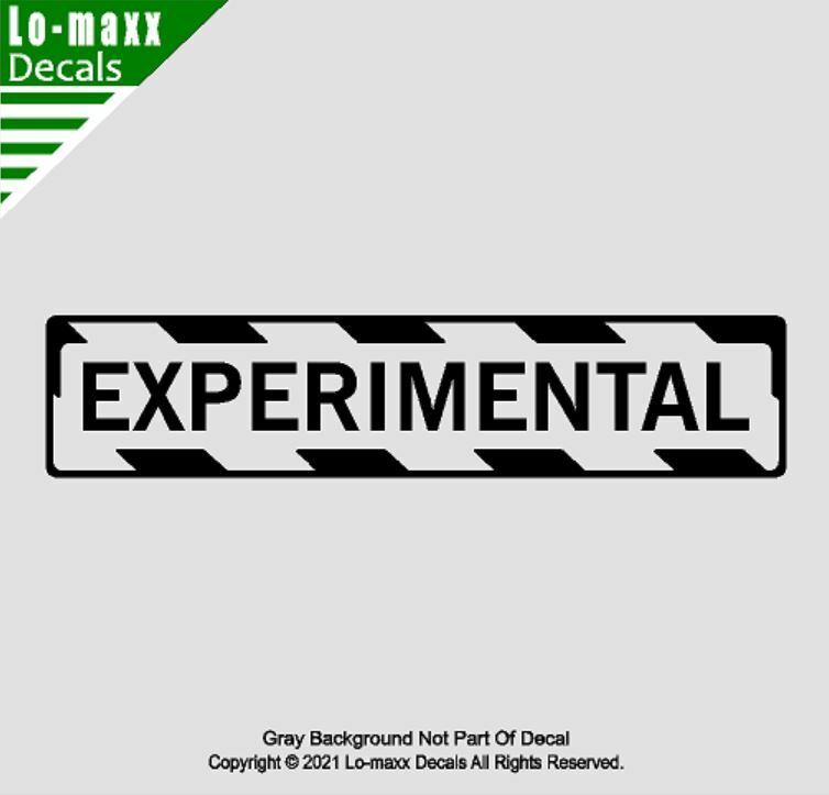 EXPERIMENTAL Aircraft With Hazard Stripes Aircraft Markings Die Cut Vinyl Decal