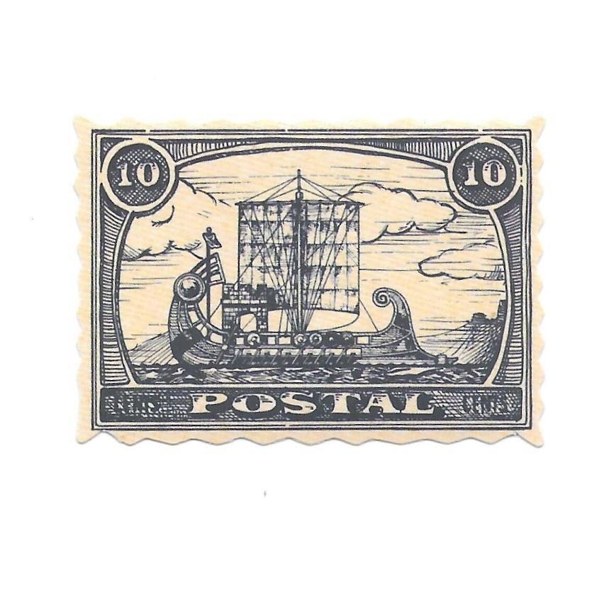 Viking Ship Postal Stamp Sailing Galley Die Cut Vinyl Sticker Decal Scrapbooking