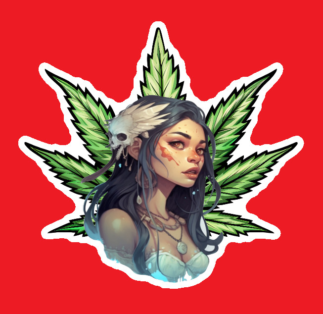 Native American Weed Smoker Laptop Sticker Weatherproof Vinyl Indigenous Art