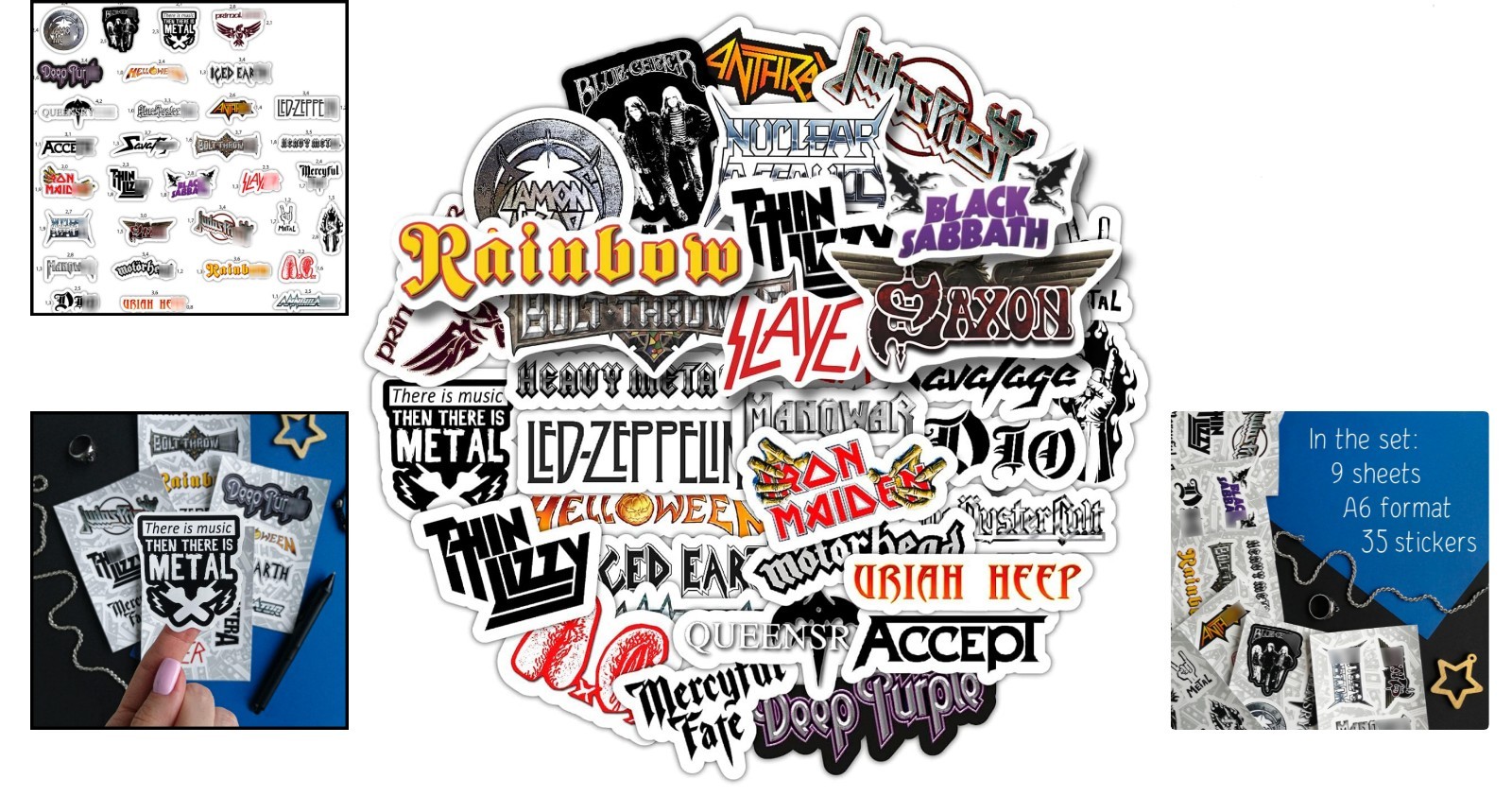 35-Piece Heavy Metal Band Sticker Pack – Waterproof Vinyl & Strong Adhesive