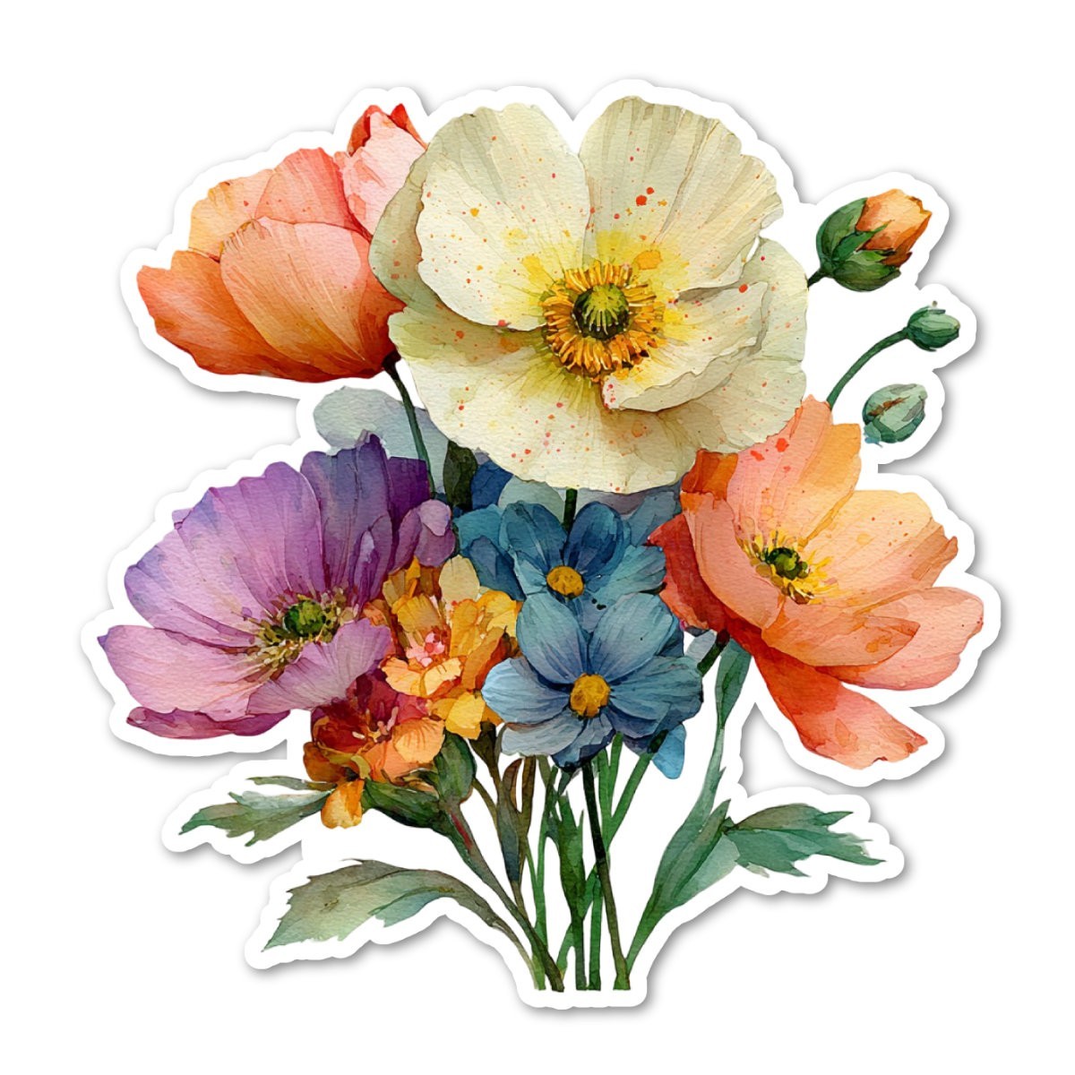 Garden Flower Bouquet Vinyl Sticker Waterproof Laptop Water Bottle Phone Art
