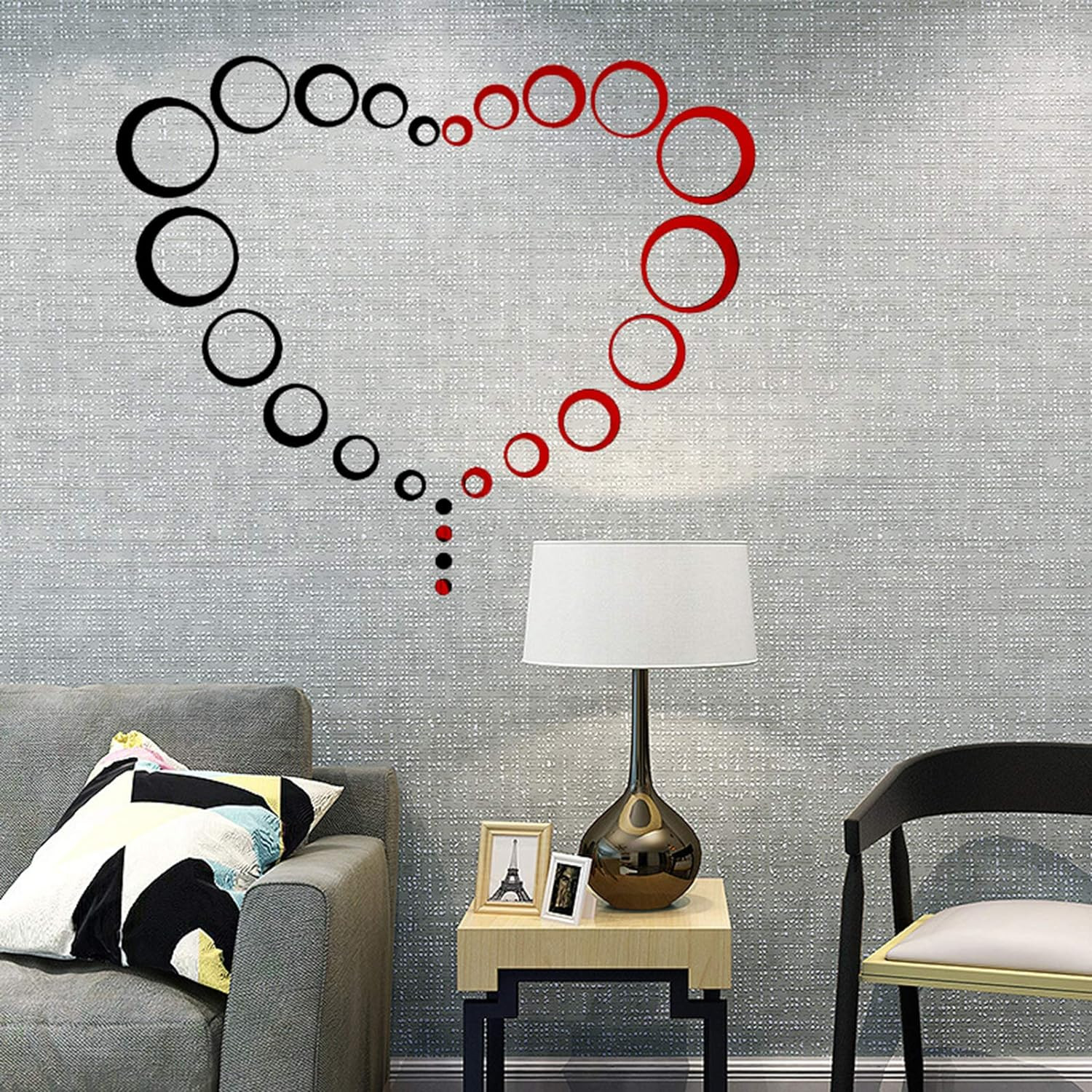 24Pcs Acrylic Circle Mirror Wall Stickers DIY Decals Modern Art Mural for Home L