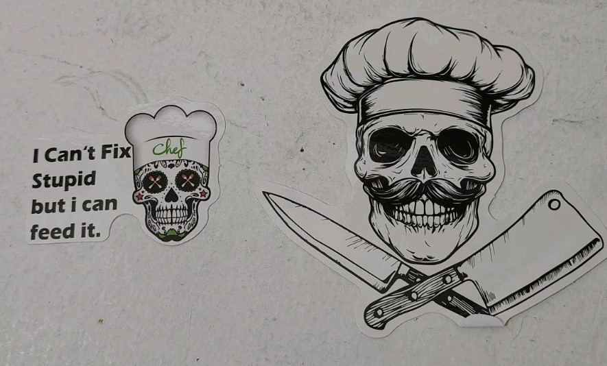 Set Of 8 Vinyl Chef Stickers Decals Skull Halloween Water Bottle Laptop Gift