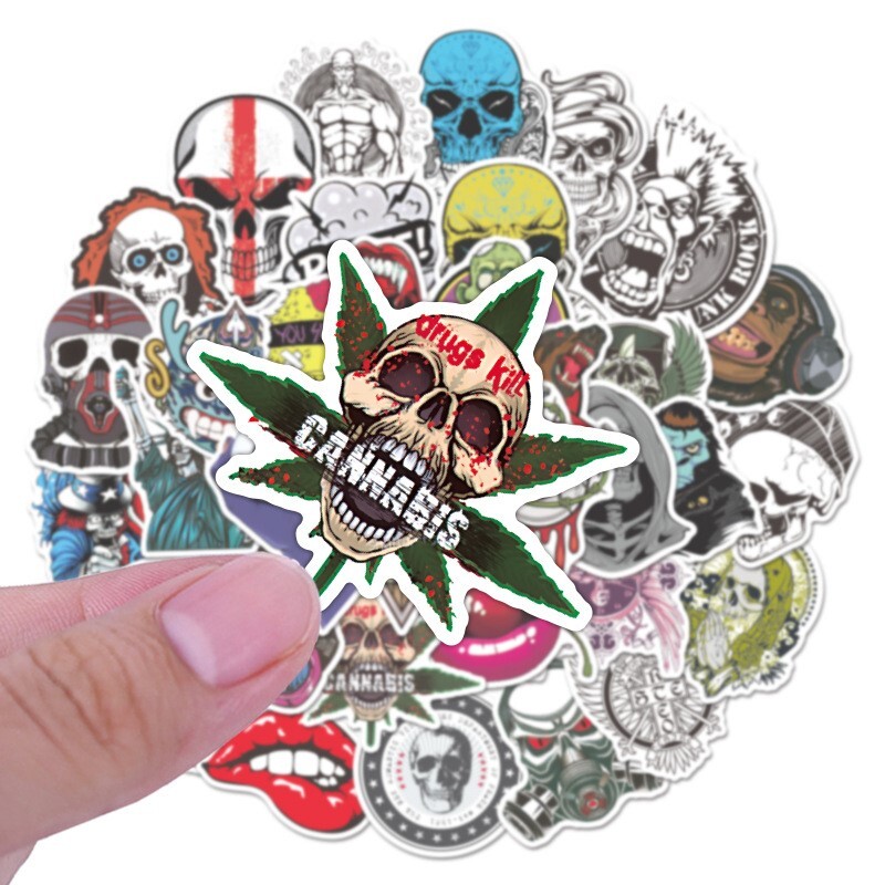 50 pcs Sticker Horror scary skull Stickers Vinyl Skateboard Luggage Pack Logo