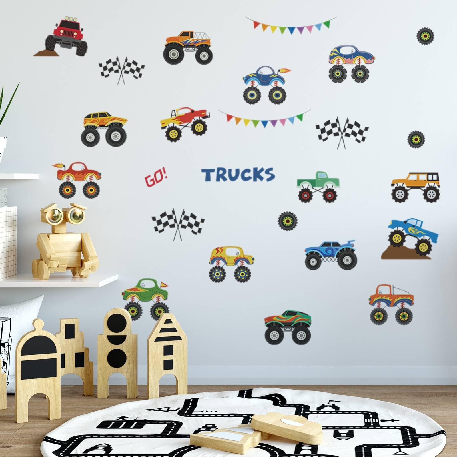 25 Pieces Monster Truck Stickers Wall Decals Wall Stickers for Bedroom for Li…