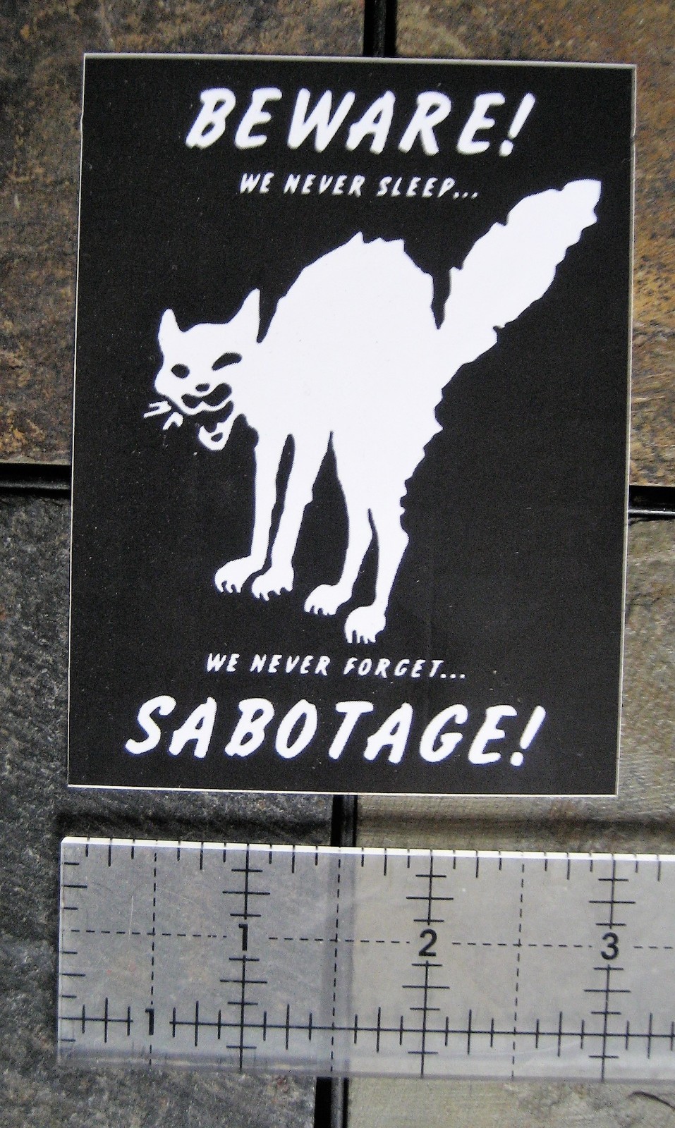 4×3" Class War Sabotage Cat VINYL Sticker Human Liberation Anarchy Bumper Decal