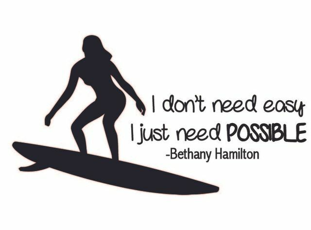 Surfing Vinyl Wall Decal | Bethany Hamilton Inspirational Quote Decor – 20×12