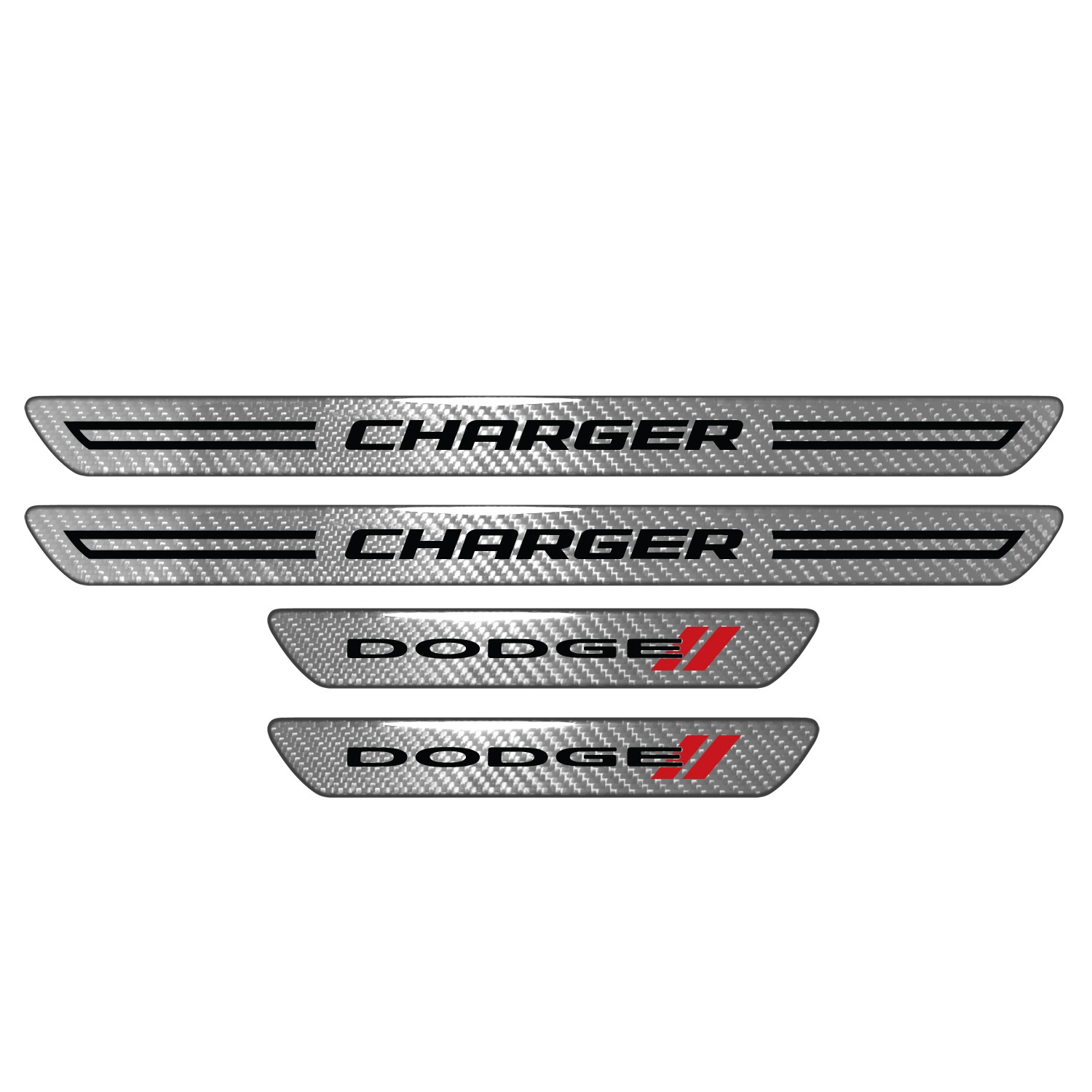 Dodge Charger Silver Carbon Fiber Universal Door Sill Protector Kick Plates