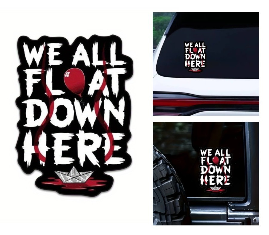 Pennywise IT We All Float Vinyl Decal 6.5" Waterproof Removable Horror Sticker