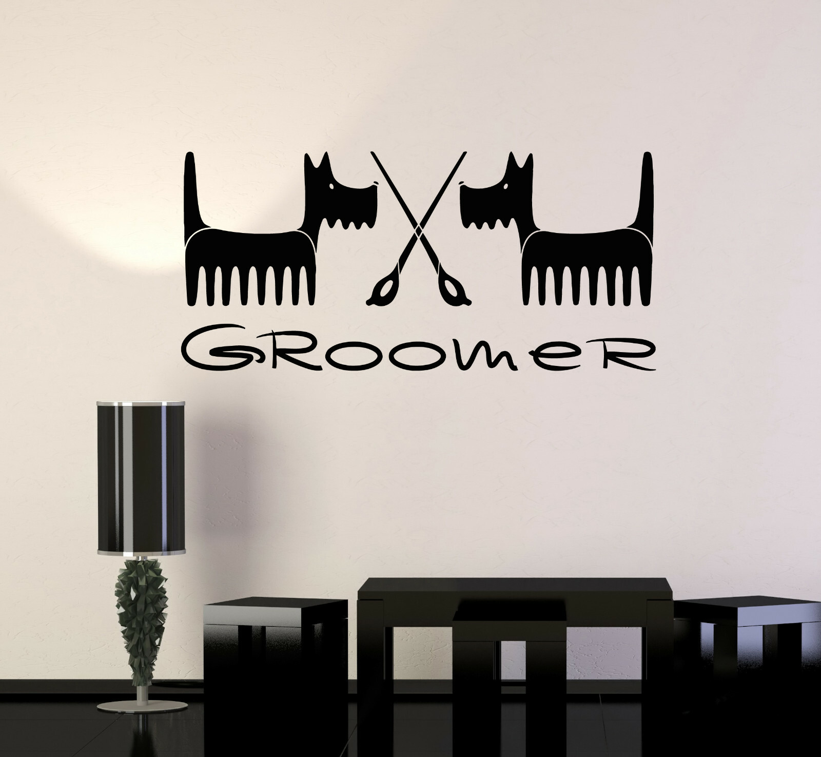Vinyl Wall Decal Groomer Grooming Salon Pet Dog Beauty Stickers Mural (ig5227)