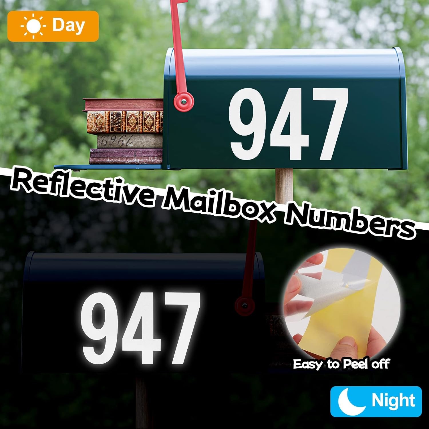 3 Size Reflective Mailbox Numbers Sticker 0-9 Self Adhesive Vinyl Waterproof USA