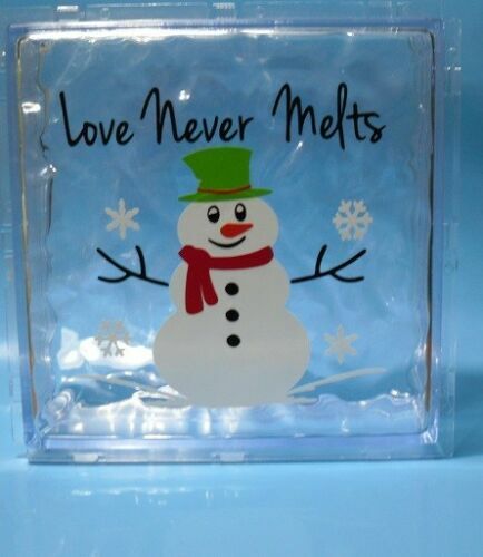 Love never melts Christmas decal sticker for DIY 8" glass block