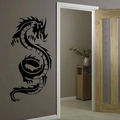 Cool Dragon Wall Decal, Asian Culture Wall Vinyl, Chinese Dragon Wall Art, f55