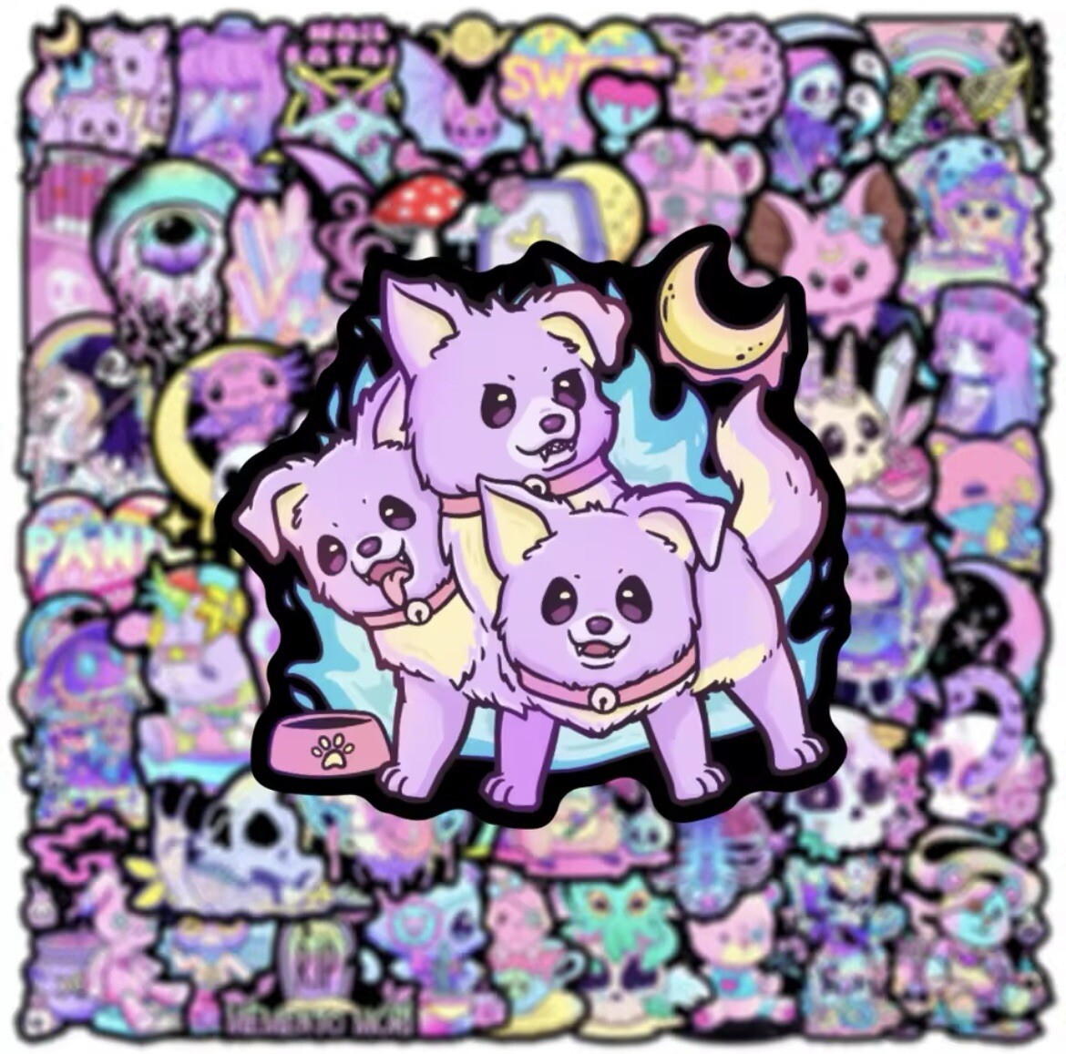 Cute Gothic Stickers 50pk Mixed Pastel Cute Goth Pink Fun Stickers