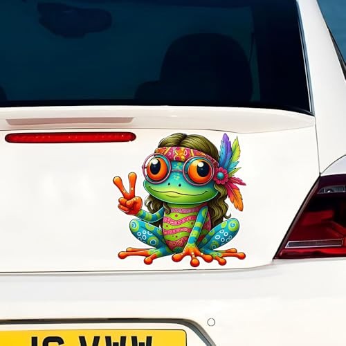 2 PCS Colorful Peace Frog Vinyl Decals – Waterproof Removable Stickers for