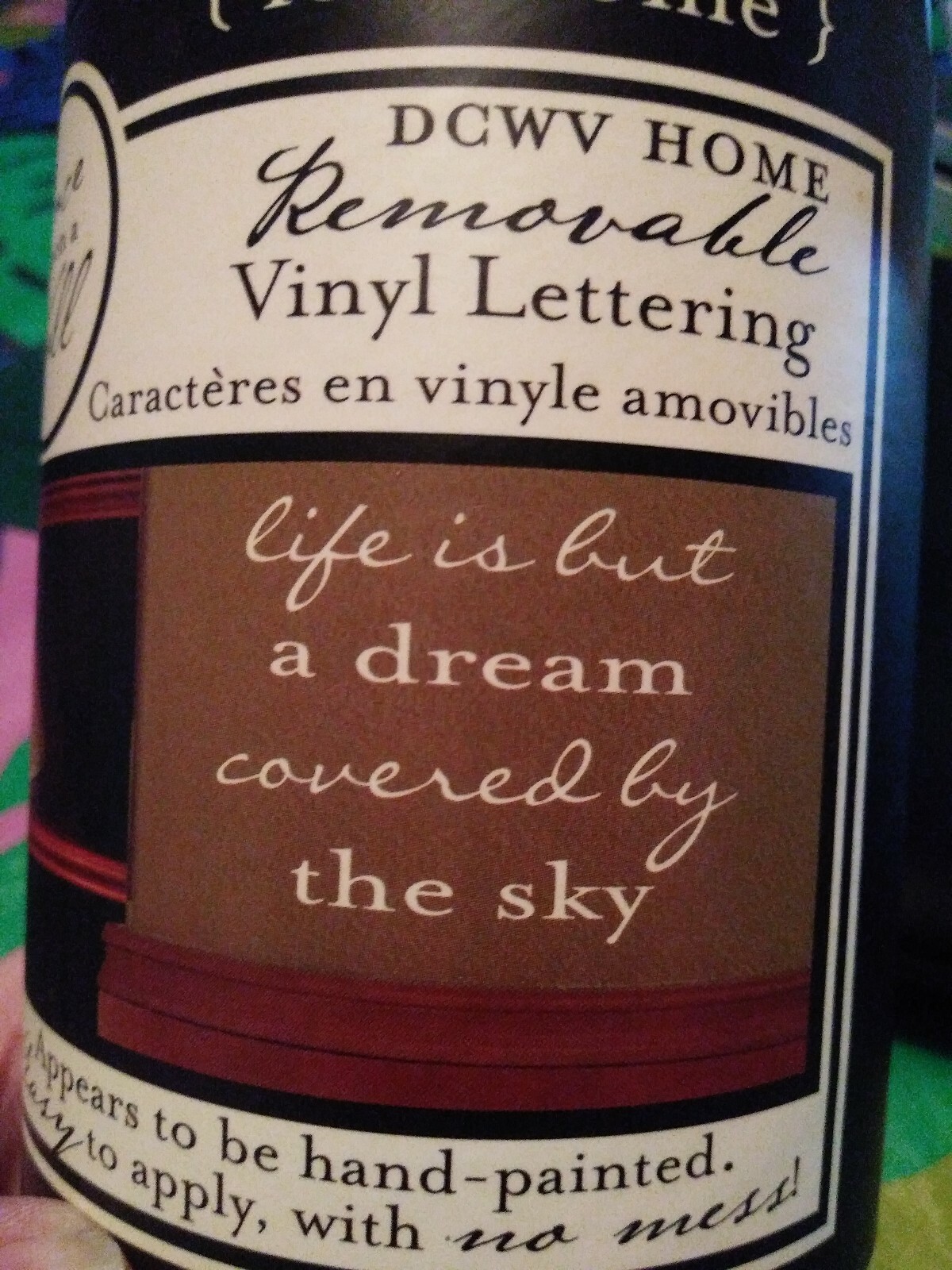 DCWV Home Removable Vinyl Lettering "Life is but a dream covered by the sky"