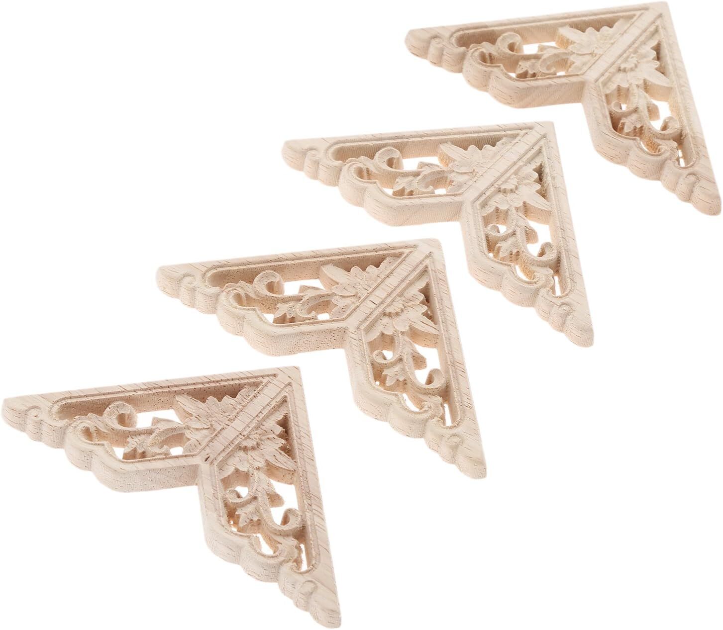 MUXSAM Wooden Decorative Appliques Onlays, 4-Pack 8x8cm/3.15"x3.15", 4 Pack