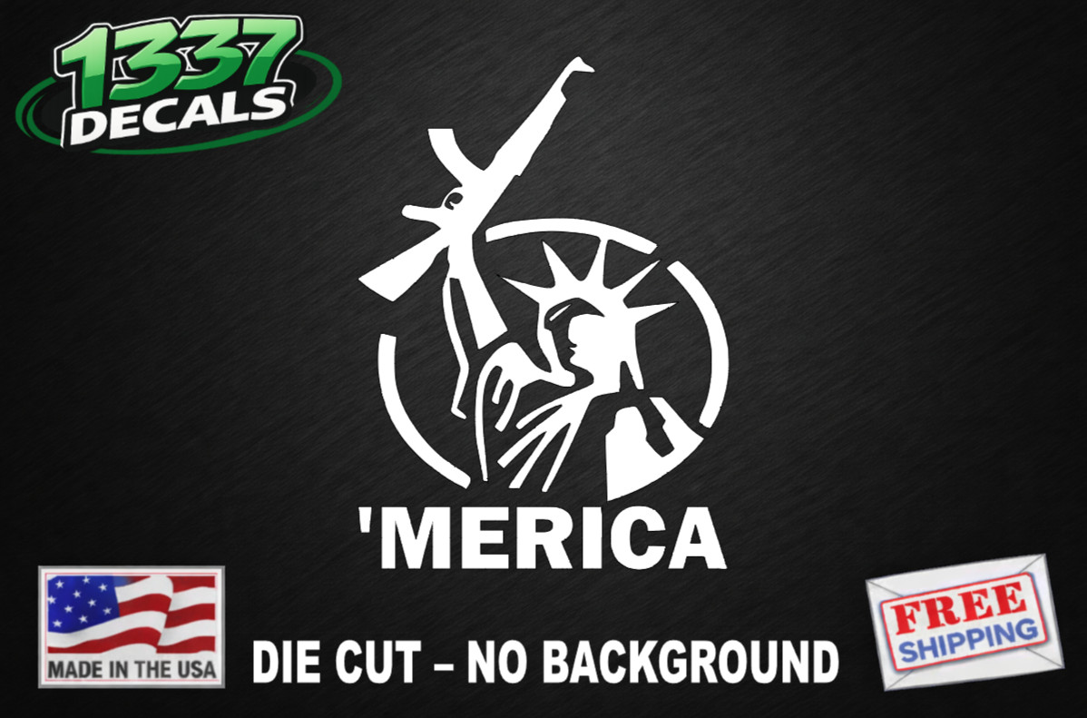 Funny Vinyl Decal Sticker – “’Merica” Statue of Liberty Car Window Truck Decal