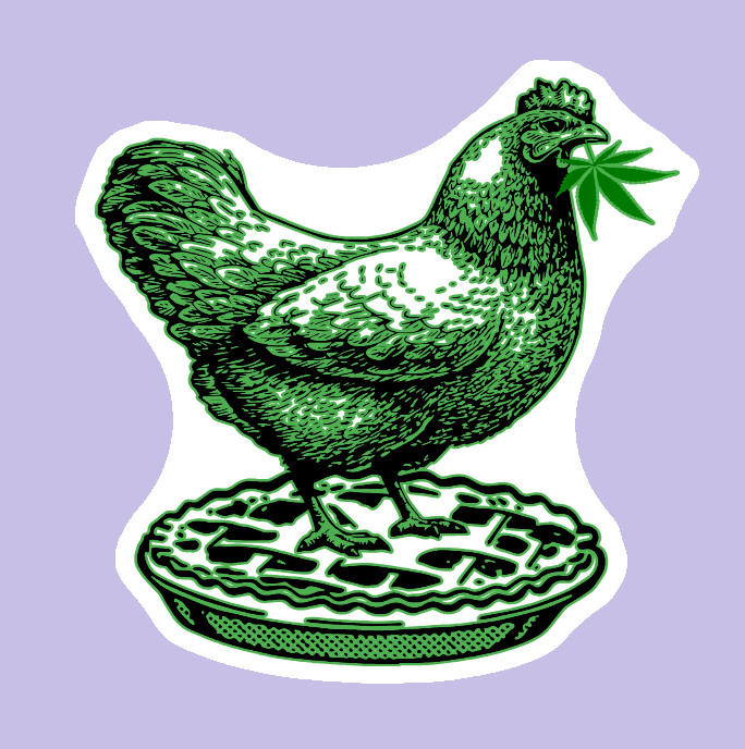 Weatherproof Chicken Pot Pie Weed Stickers Vinyl Decal Added Layer UV Safe Humor