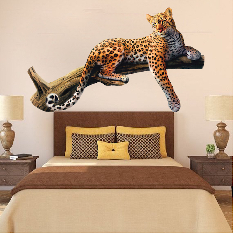 Leopard Wall Decal Mural Wild Cat Safari Animal Tree Wall Vinyl Mural, a70