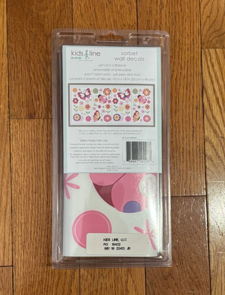 New Kids Line Sorbet Border Wall Decals Pink Butterfly Floral Nursery Decor