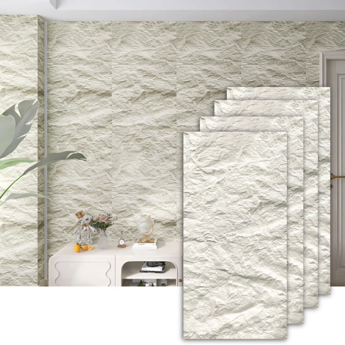 3D Faux Marble Wall Panels – 4-Pack Lightweight & Waterproof Decor