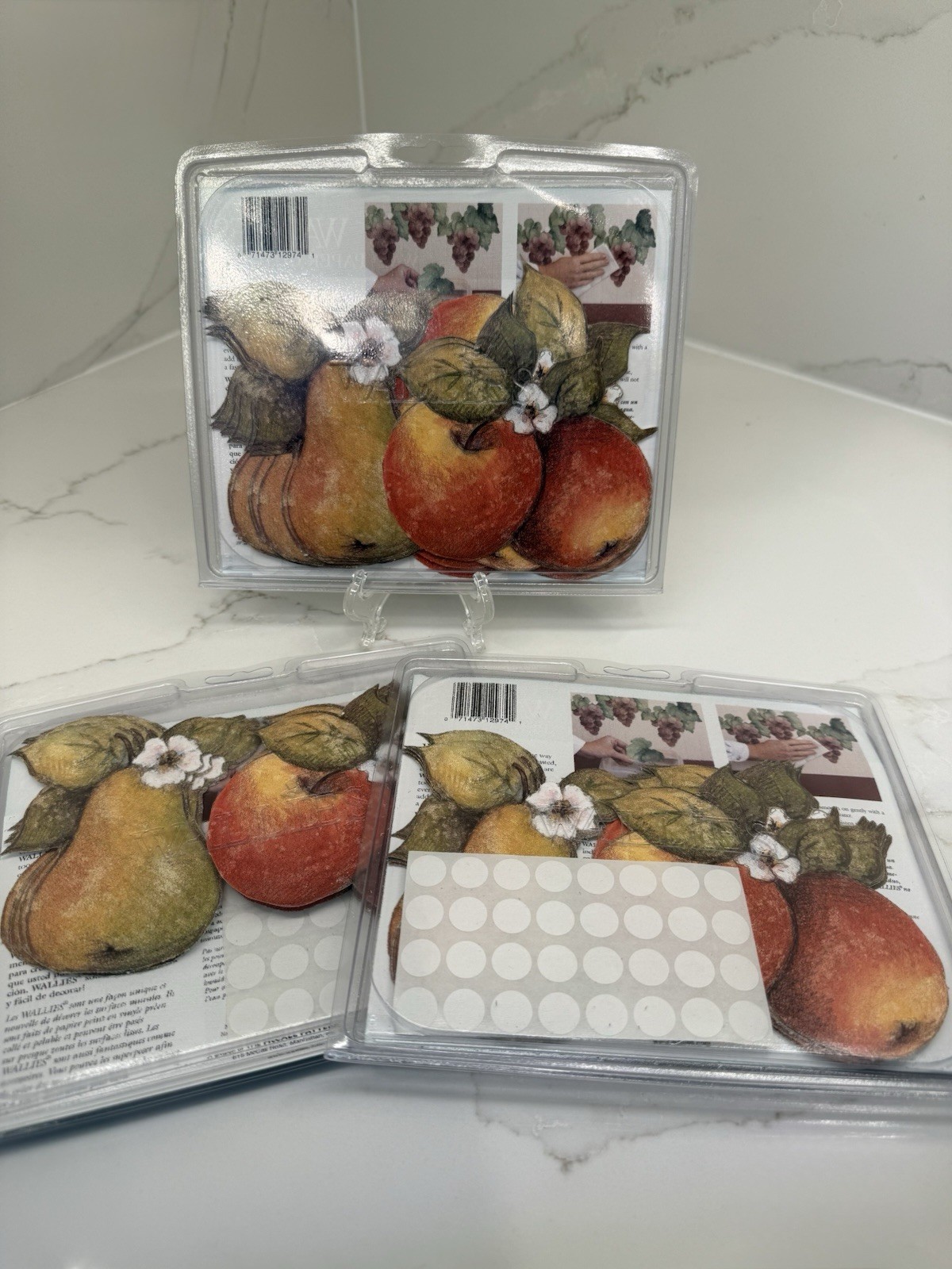 Wallies Wallpaper Cut Outs Pre-pasted Washable-Peaches & Pears-NIB Lot Of 3