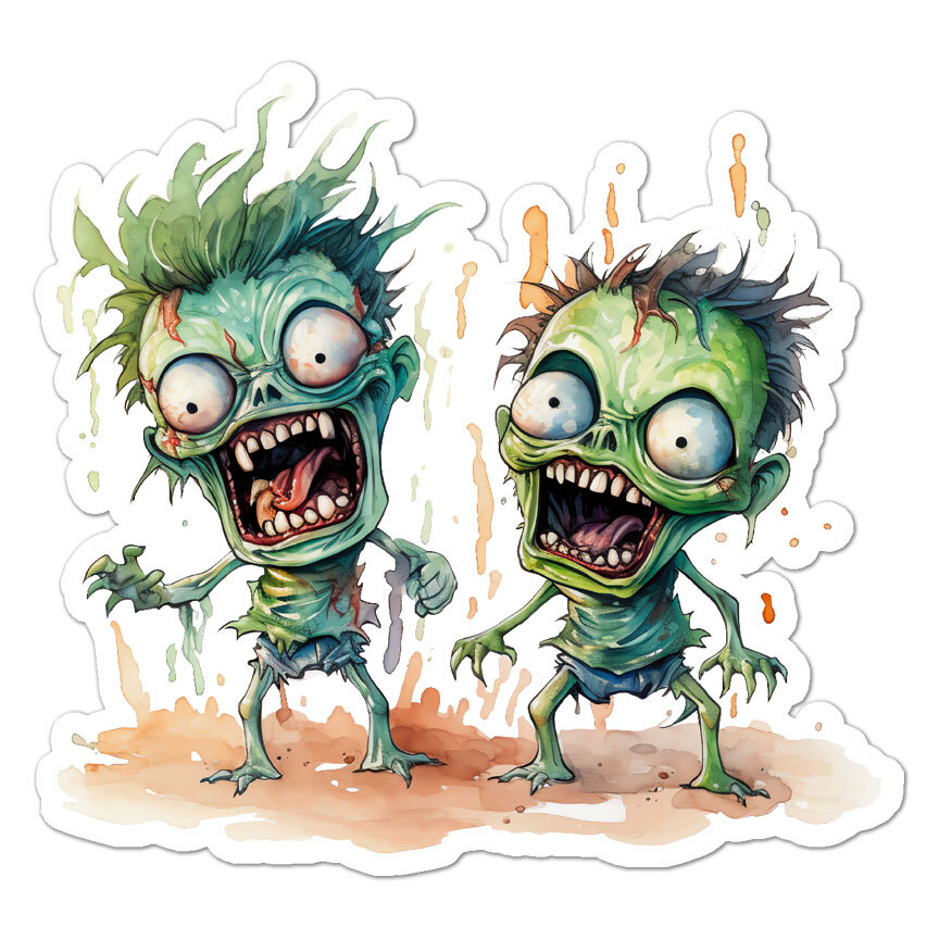Halloween Zombies, Vinyl Decal Sticker, Indoor Outdoor, 3 Sizes, #9234
