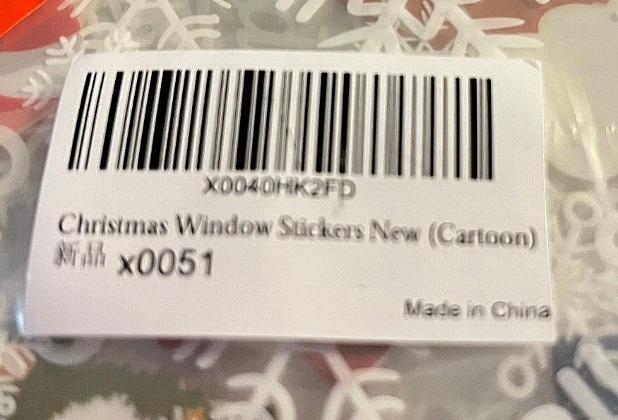 Set of 8 Christmas Window Stickers- Each sheet is a single piece