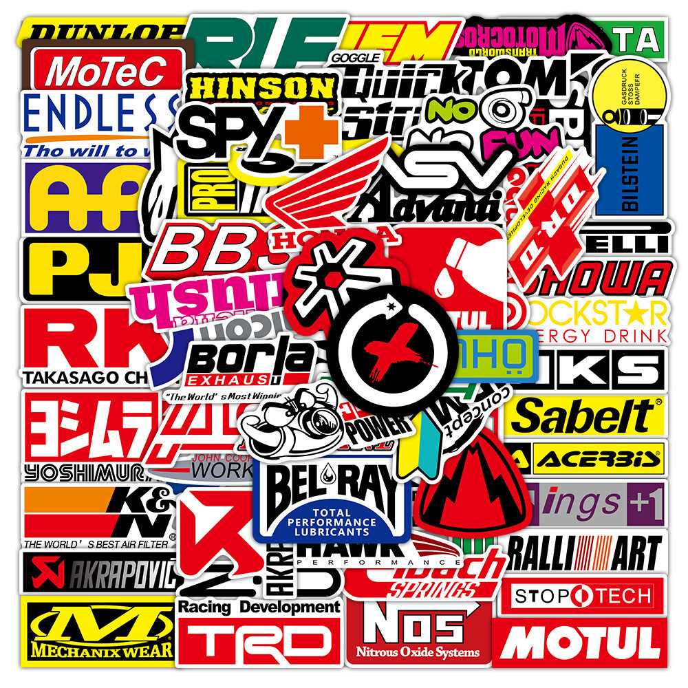 100Pcs JDM Car and Motorcycle Trend Modification LOGO Sticker for Kids Teens