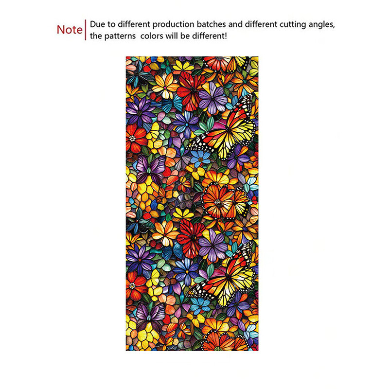 Flower Stained Glass Window Film Privacy Frosted Glass Film Static Cling Sticker