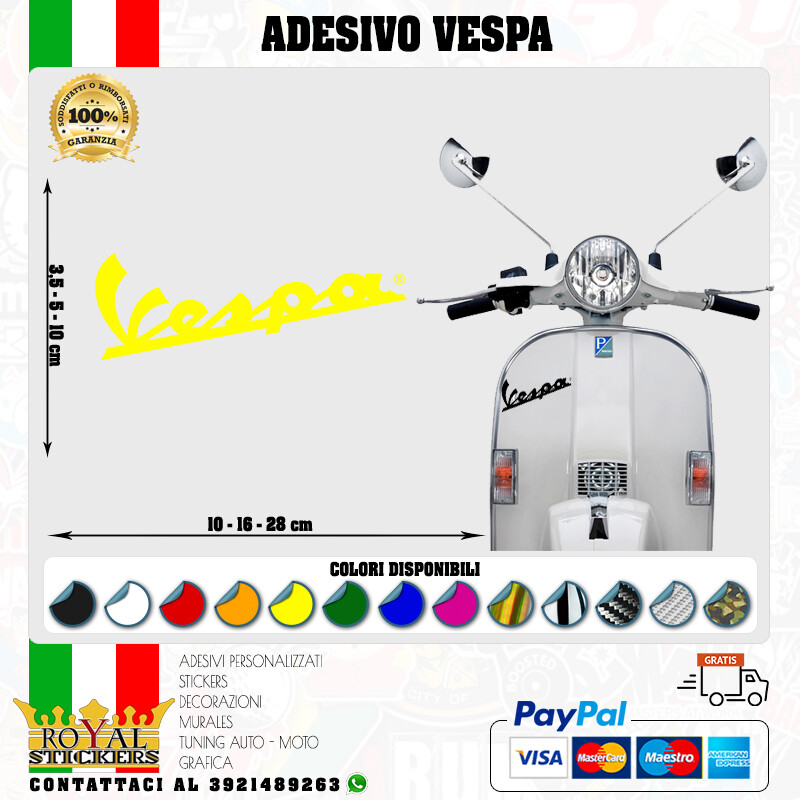 VINTAGE VESPA LOGO STICKER FOR HELMET FAIRING 6 DAYS VESPA 80s various col.
