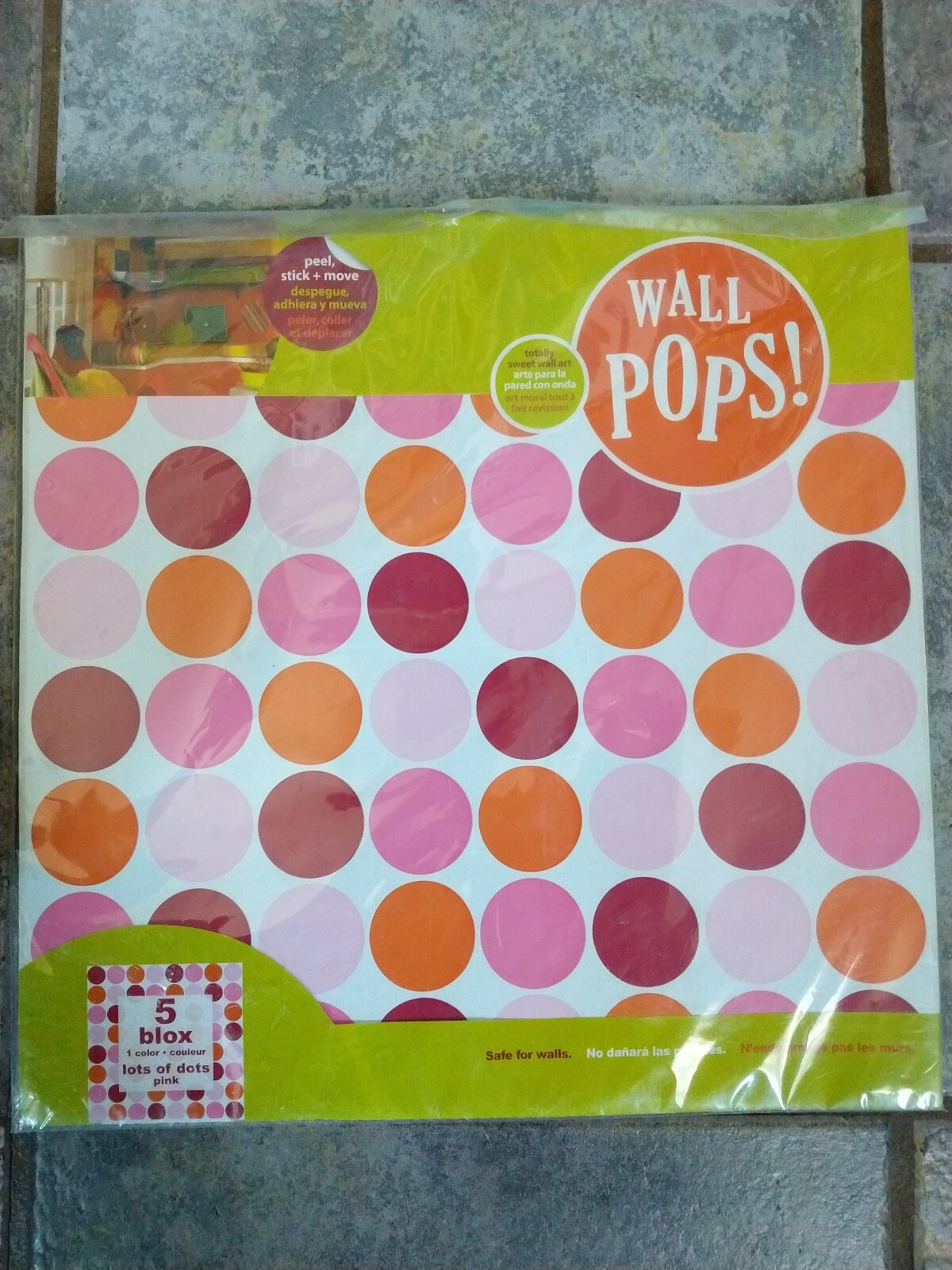 Brewster Wall Pops 5 Blox One Package Lots Of Dots Pink